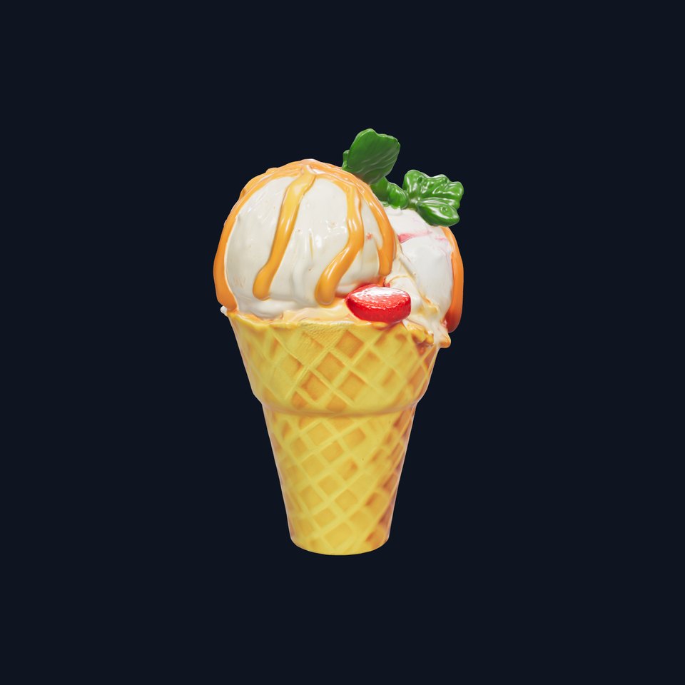 Ice Cream Cone with Caramel Drizzle Model Pack